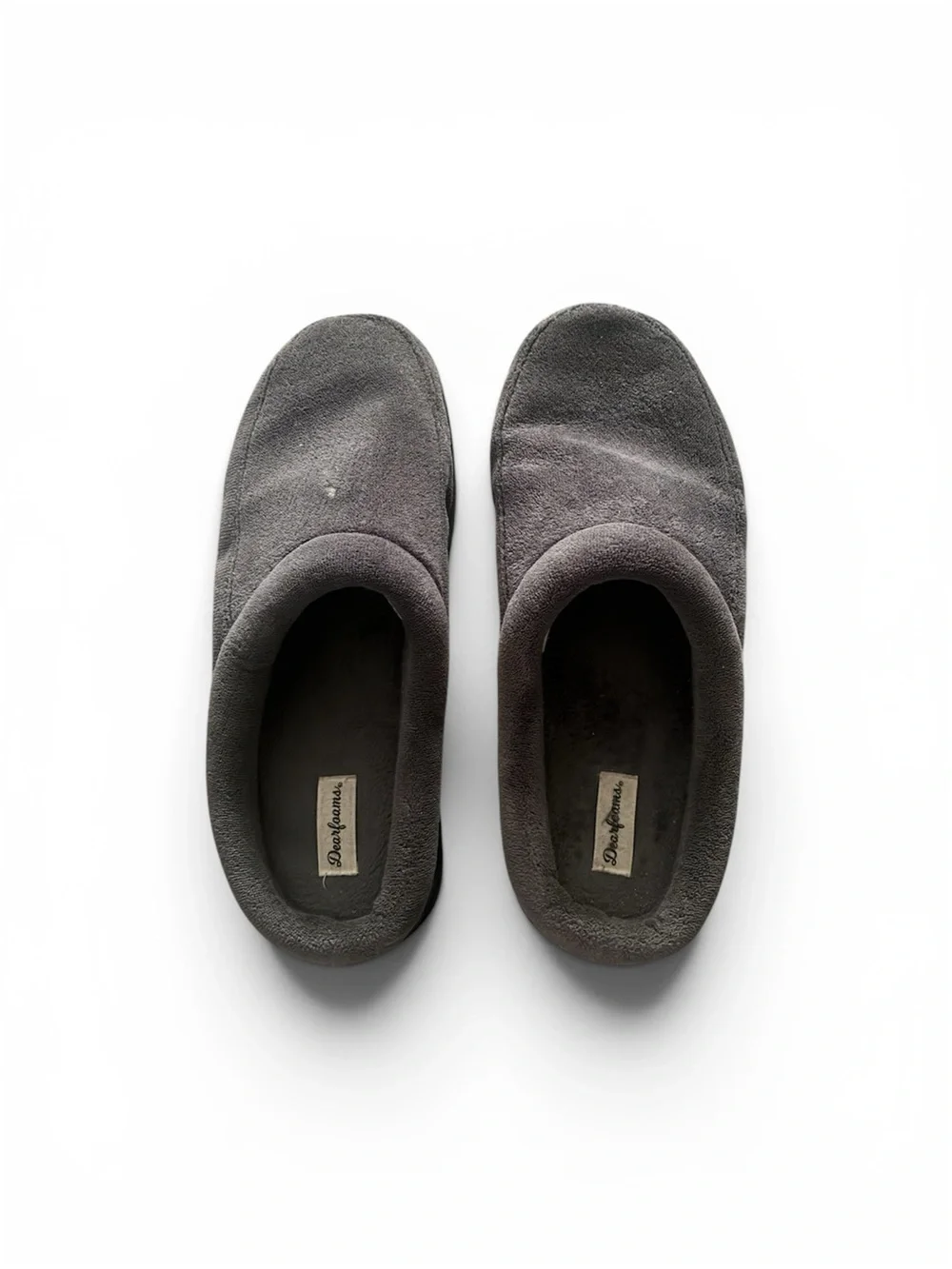 Dearfoams Charcoalt Gray Plush Memory Foam Slip-On House Slippers